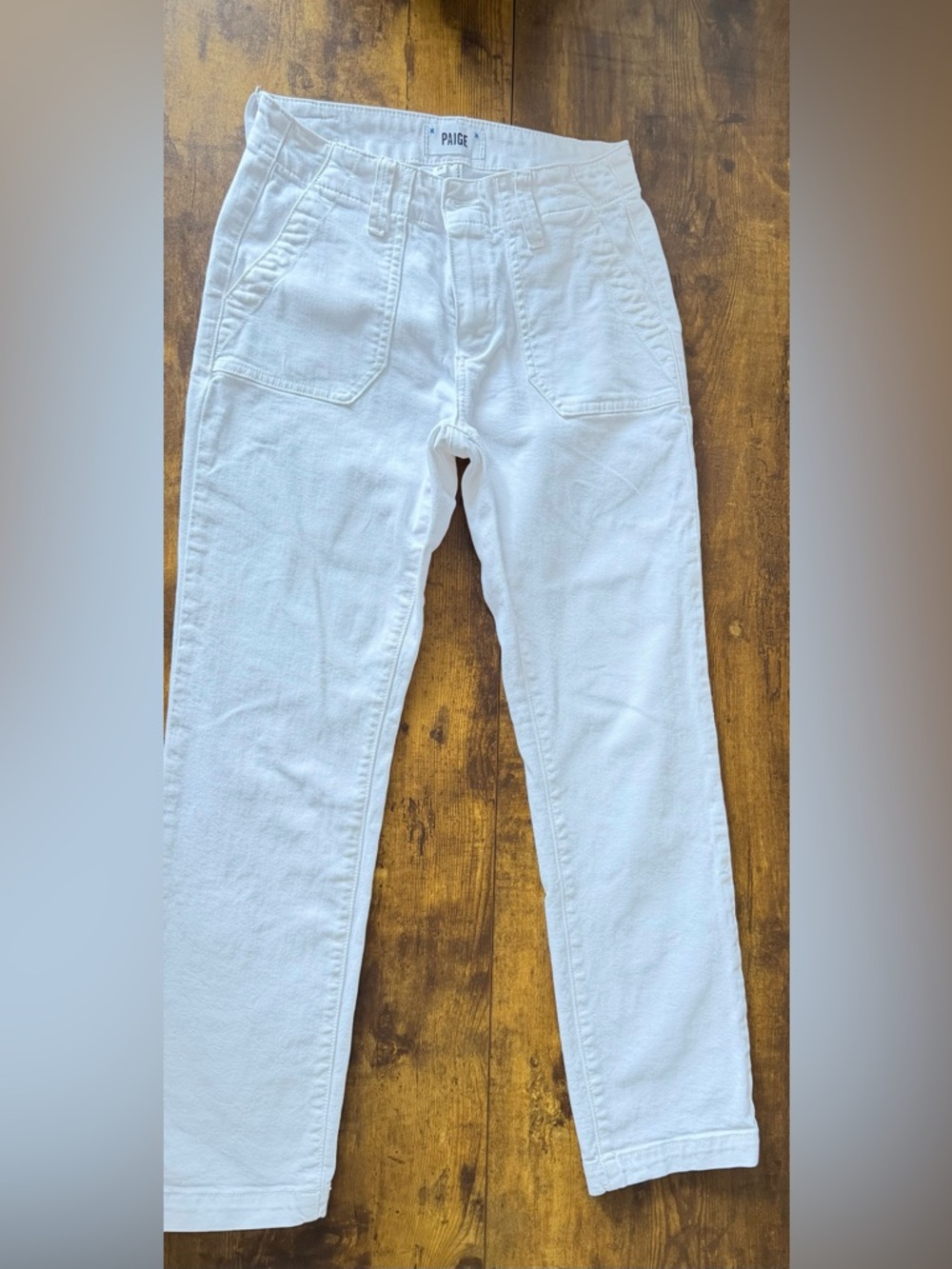PAIGE White Jeans Patch Pocket Straight Leg Size 26